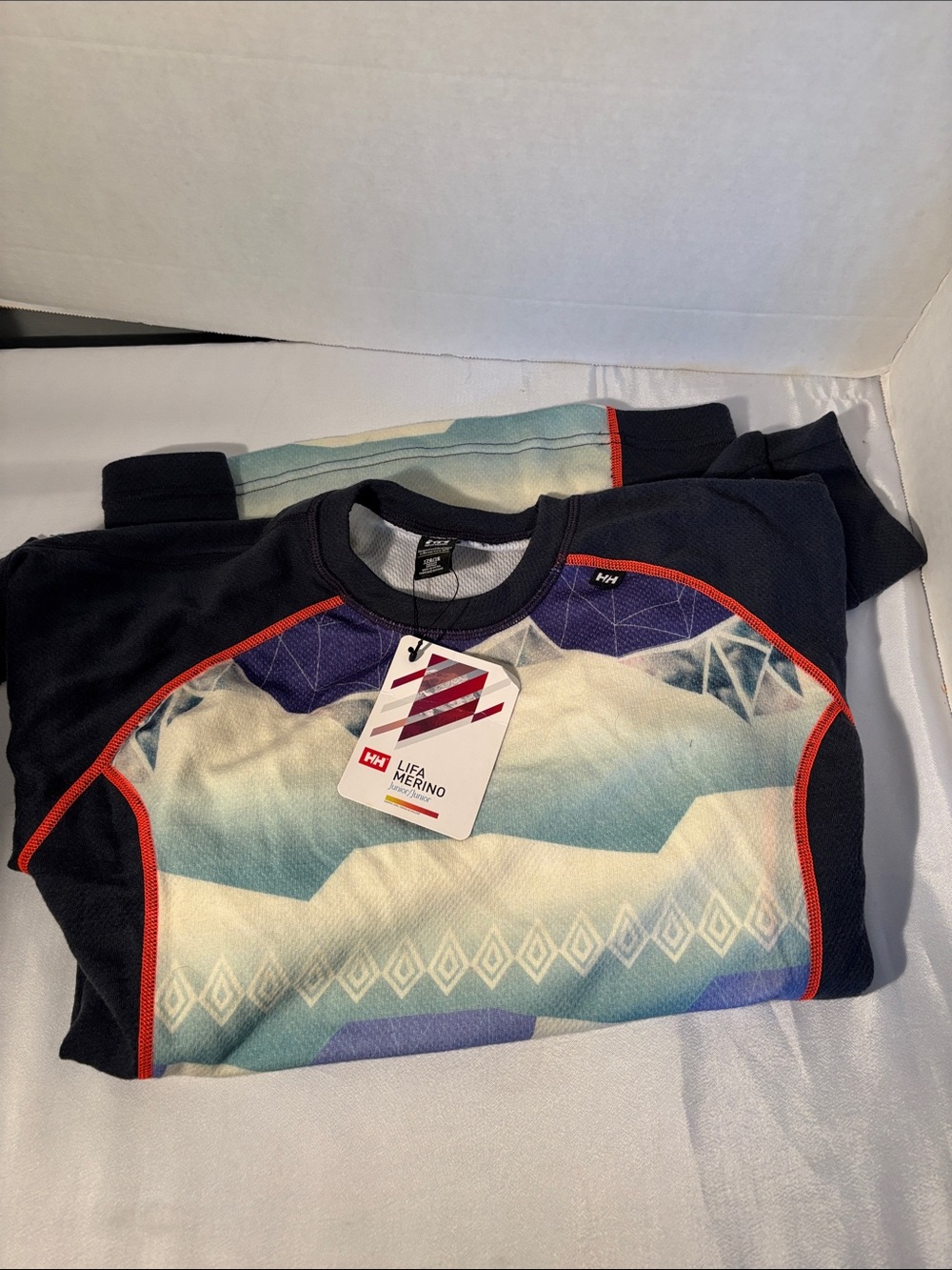 Helly Hansen Kids Lifa Merino Crewneck Top - Navy & Multi